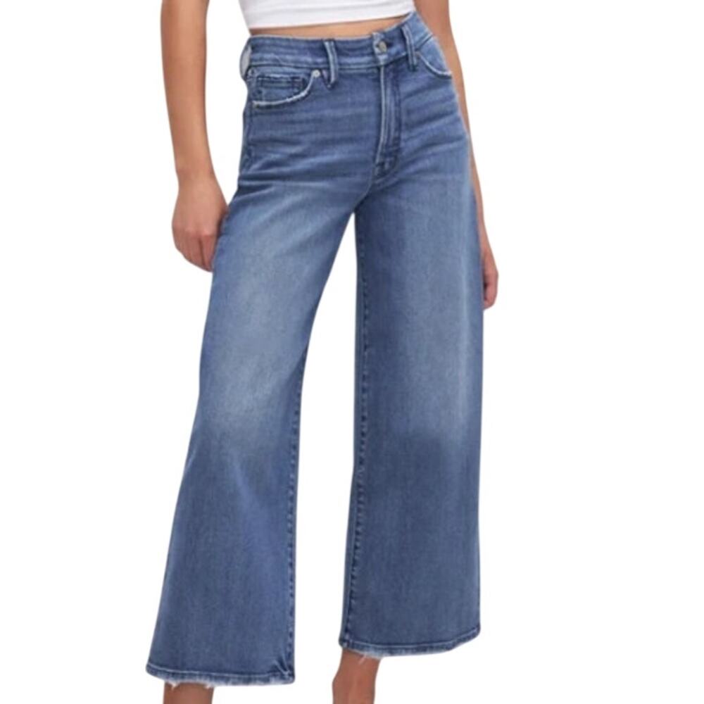 $158 Good American Good Waist Cropped Palazzo Jeans Plus Size 18